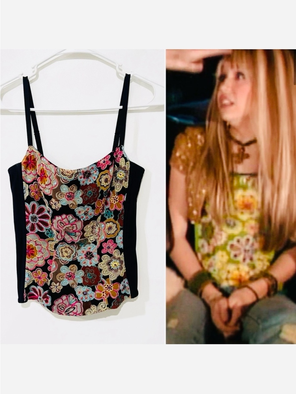 On Gossamer Hannah Montana Vintage 2000's Y2K RARE Beaded Floral Bustier Corset